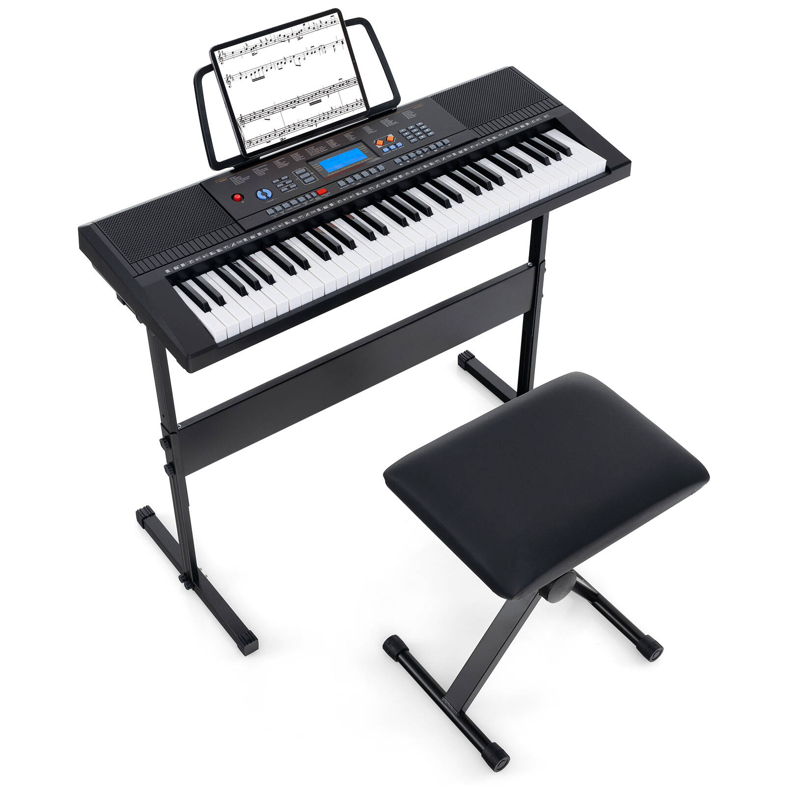 Costway 61-Key Digital Piano w/Music Stand/Mic/Headphone