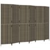 vidaXL Room Divider with 6 Panels Privacy Decorative Screen Grey Poly Rattan