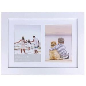 Frankie & Me Wooden Collage 5x7'' Double Picture Frame Home/Office Decor White