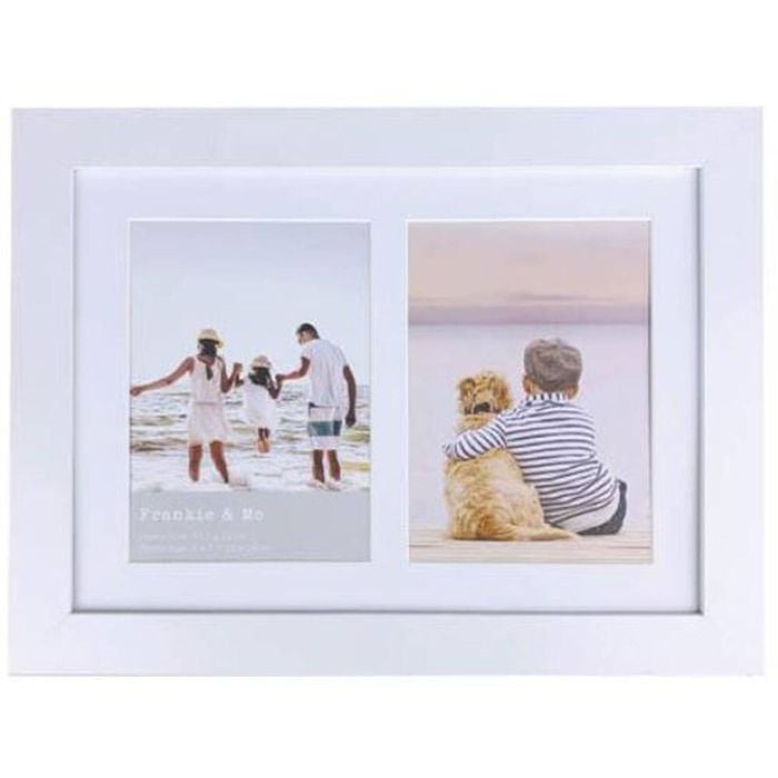 Frankie & Me Wooden Collage 5x7'' Double Picture Frame Home/Office Decor White