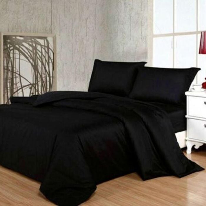 CottonMore 100% Bamboo Black Quilt Doona Duvet Cover Set - King
