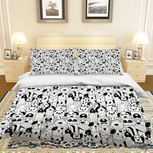 3D Black White Dog  Quilt Cover Set Bedding Set Pillowcases 68