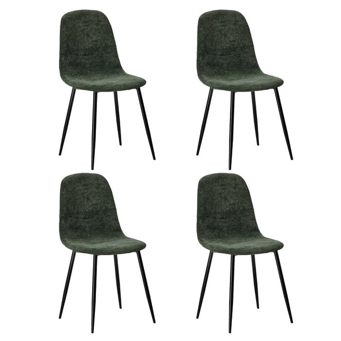 Oikiture 4x Dining Chairs Kitchen Accent Chair Lounge Room Chenille Green