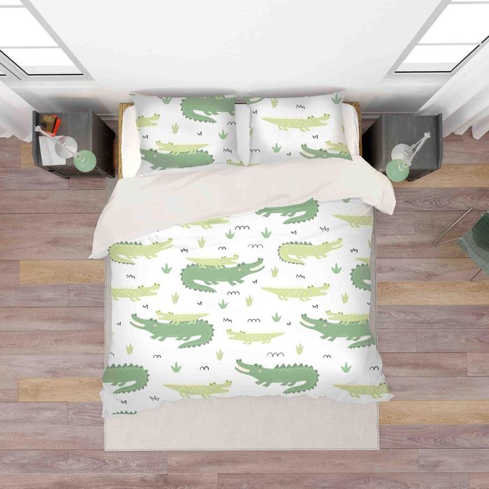 3D Green Crocodile Quilt Cover Set Bedding Set Pillowcases 147
