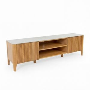 Avila 200cm Flute Etu Entertainment Tv Unit Ceramic Stone Top Natural