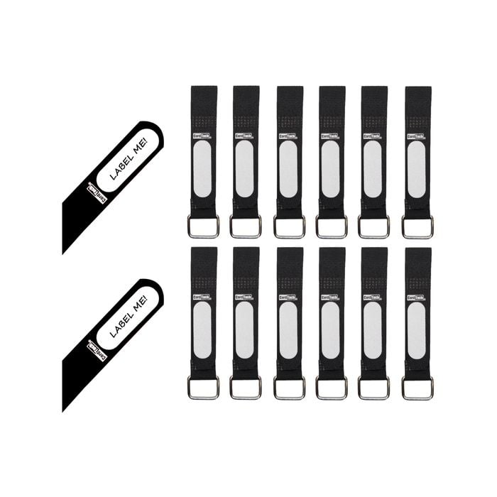 CordTech Reusable Label Straps With Buckle - 12 Pack