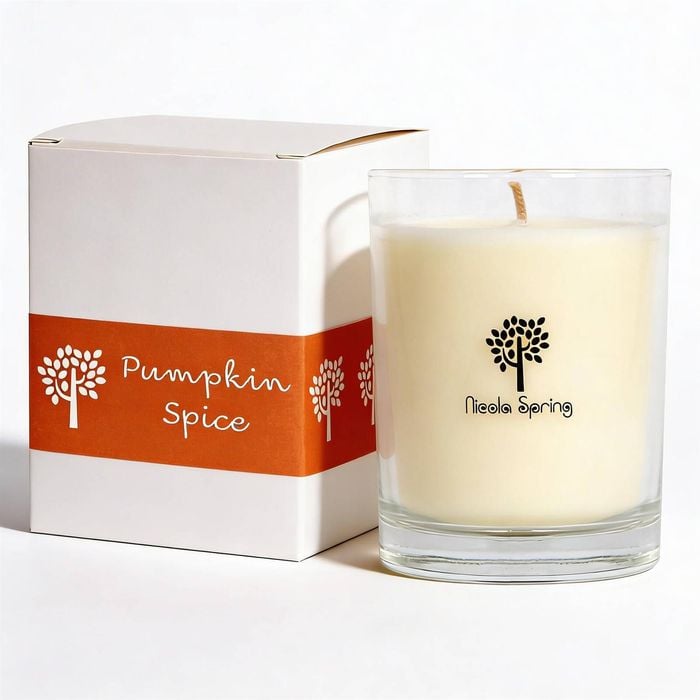 Nicola Spring 160g Soy Wax Scented Candle - Pumpkin Spice - 28 Hour Burn Time Relaxation Aromatherapy Gift Ready Jar Candle