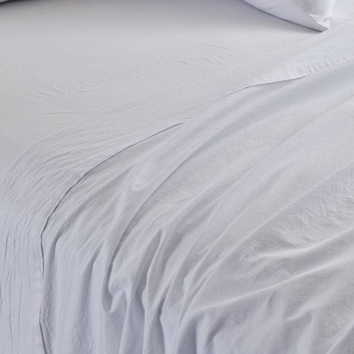 Myhouse Stonewash Flat Sheet  285x260cm  100% Cotton  - White - King