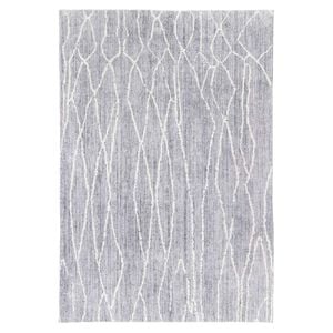 Loopsie-230cm X 160cm-chaker Grey And Ivory Lined Washable Rug