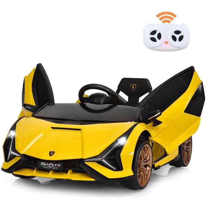 Costway Lamborghini Licensed Ride On Car 12v Electric Toy Car Yellow