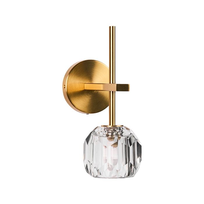 Brilliant 27.5cm Cut Glass And Satin Brass Celeste Vanity Light