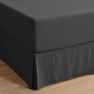 Dreamaker Linen Cotton Valance Charcoal King Bed