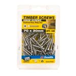 Zenith 7G x 30mm Chrome Plated Countersunk Head Hinge Timber Screws - 100 Pack