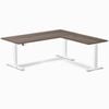 Desky Eco L-shape Sit To Stand Jarrah Legno Melamine Desk 1800x1750mm White Height Adjustable Leg