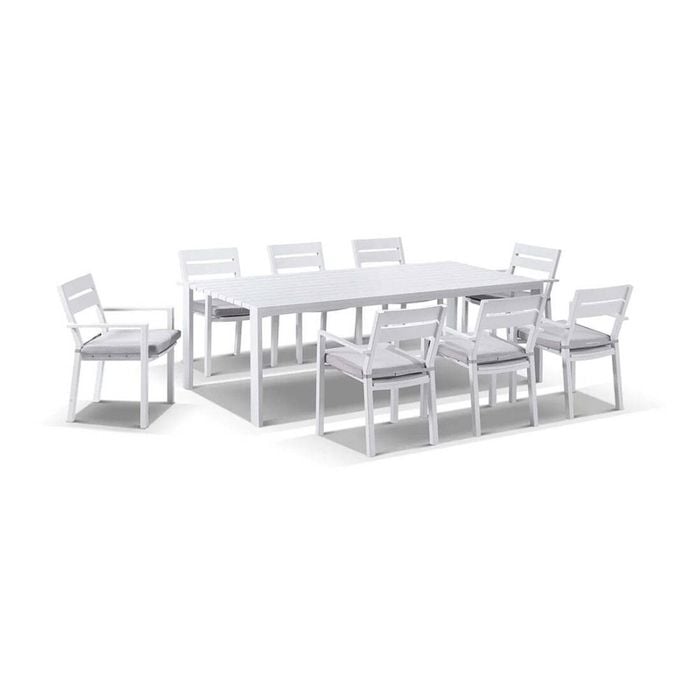 Outdoor Capri 8 Seater Aluminium Dining Setting - White