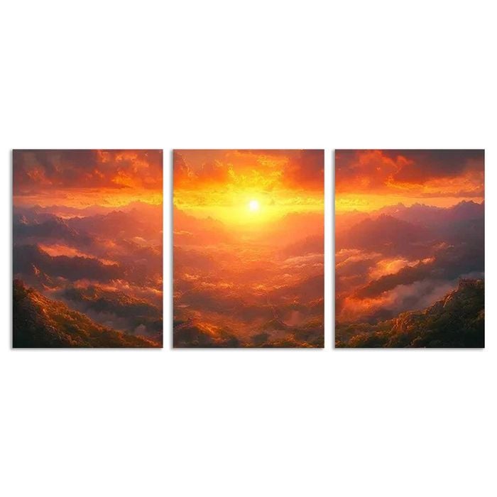 3pcs The Great Wal Peaceful Sunshine Print 100% Australian Made 3 x 40x60cm (Metal Print)