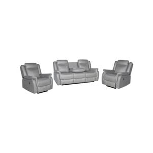 3+1+1 Seater Finest Grey Fabric Recliner Sofa Sturdy Construction Metal Mechanism