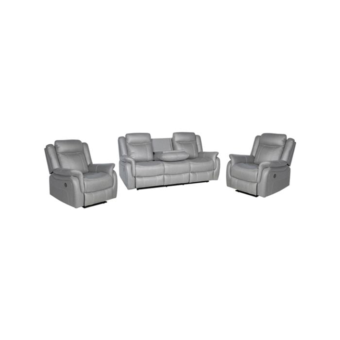 3+1+1 Seater Finest Grey Fabric Recliner Sofa Sturdy Construction Metal Mechanism