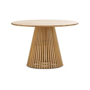 Pedie Round 120cm Natural Solid Teak Wood Slat Dining Table