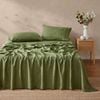 Natural Home Vintage Washed Hemp Linen Sheet Set Olive - Queen Bed