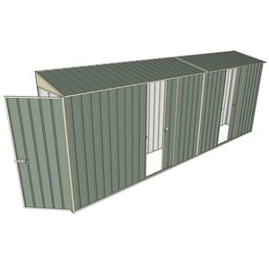Build-a-Shed 0.8 x 5.2 x 2m Hinged Door Tunnel Shed with Dual Single Sliding Side Doors - Green