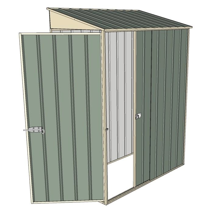 Build-a-Shed 1.5 x 0.8 x 2m Single Sliding Door Skillion Shed with Single Hinged Side Door - Green