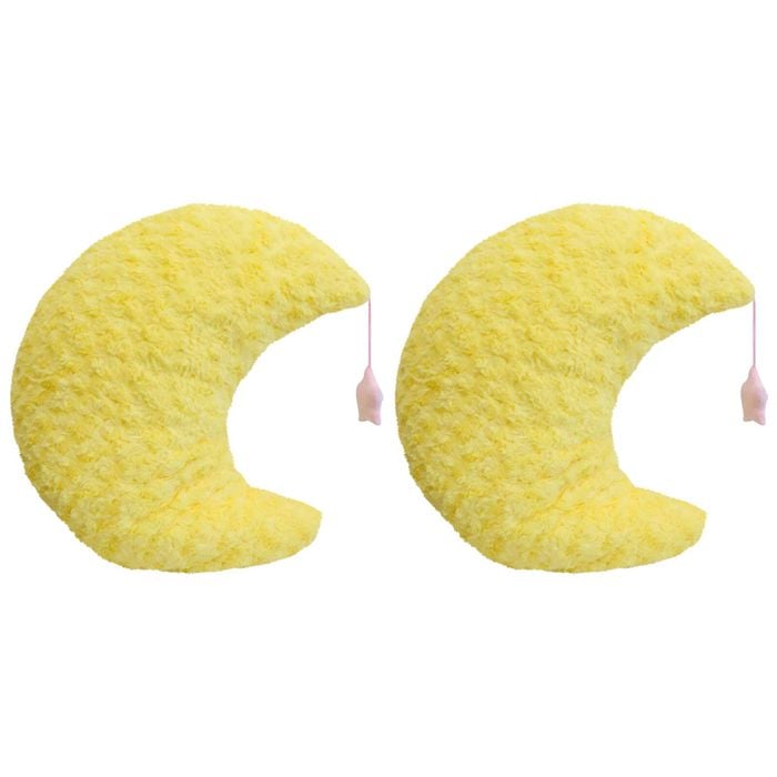 2PK LVD Polyester Cushion Cushy Snuggle Crescent Soft Moon 45cm - Yellow