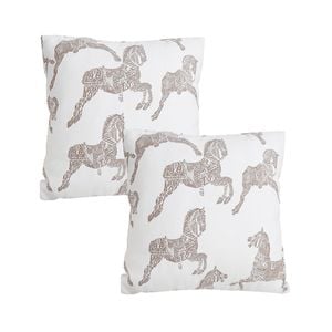 SOGA 2 Pack White Horse Pattern Throw Pillow 50cm