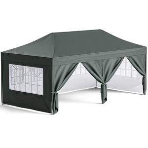 Advwin 3×6m Pop Up Canopy Tent with 6 Sidewalls, Waterproof Outdoor Gazebo, Gray