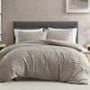 Ardor Subtle Textured Check Leonard Quilt Duvet Cover Set Single Mocha