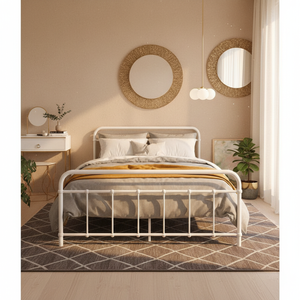 Artiss Metal Bed Frame Double Size Bed Base Beds Platform White