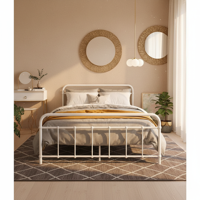Artiss Metal Bed Frame Double Size Bed Base Beds Platform White