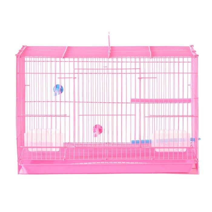 BRIBRION Small Bird Cage with Stand and Feeder Rectangular 47x34x31.5cm pink