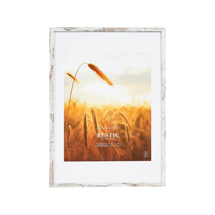Cooper & Co. 50x70cm Mat to 40x50cm White Premium Rustic Wooden Photo Frame