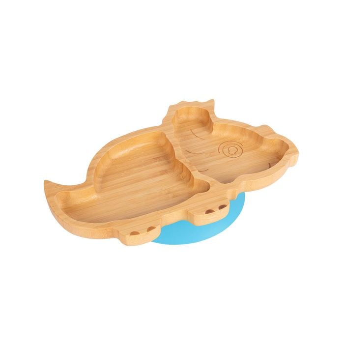 Tiny Dining Children's Bamboo Dinosaur Plate with Suction Cup - Segmented Design - 28cm