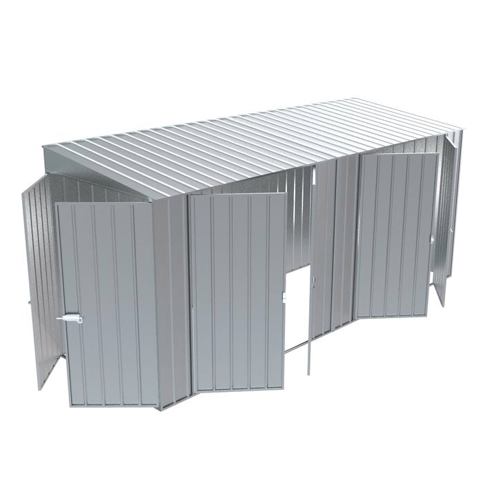 Build-a-Shed 1.5 x 4.5 x 2.0m Zinc Skillion Double Plus Double Hinged Side Doors Shed