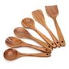 Catzon 6 Pcs Wooden Cooking Spoon Set Smooth Teak Cutlery-b