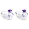2PK Dexas KlipKup 18cm Plastic 2-Cup Serving Dip Container - Clear Purple