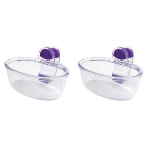 2PK Dexas KlipKup 18cm Plastic 2-Cup Serving Dip Container - Clear Purple