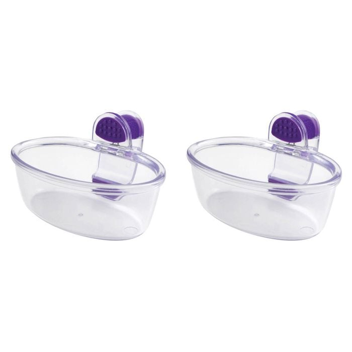 2PK Dexas KlipKup 18cm Plastic 2-Cup Serving Dip Container - Clear Purple