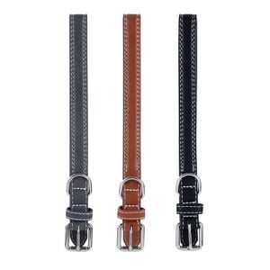 3PK Paws & Claws 35-50cm Leather Look Padded Dog Collar w/ Stitch Medium - Assorted