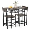 Costway 3pcs Rectangular Kitchen Dining Table Chair Set W/metal Frame Grey