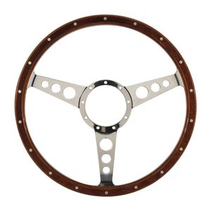 Classic 3 Spoke 2" Dish 15" Wood Rim Steering Wheel 9 Bolt MG Street Rod Custom