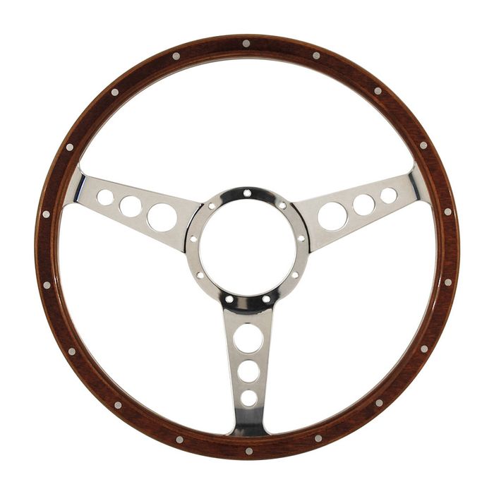 Classic 3 Spoke 2" Dish 15" Wood Rim Steering Wheel 9 Bolt MG Street Rod Custom
