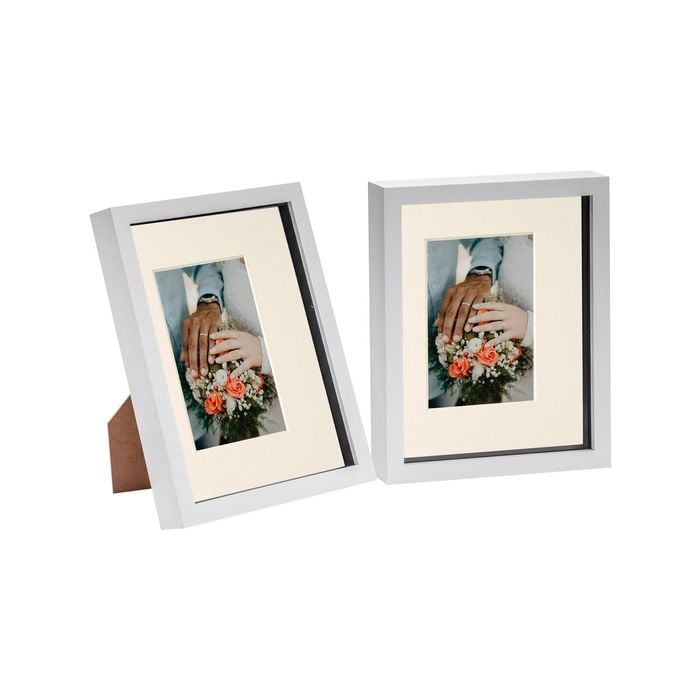 Nicola Spring 8" X 10" White 3d Box Photo Frames - 4" X 6" Mount - Pack Of 2