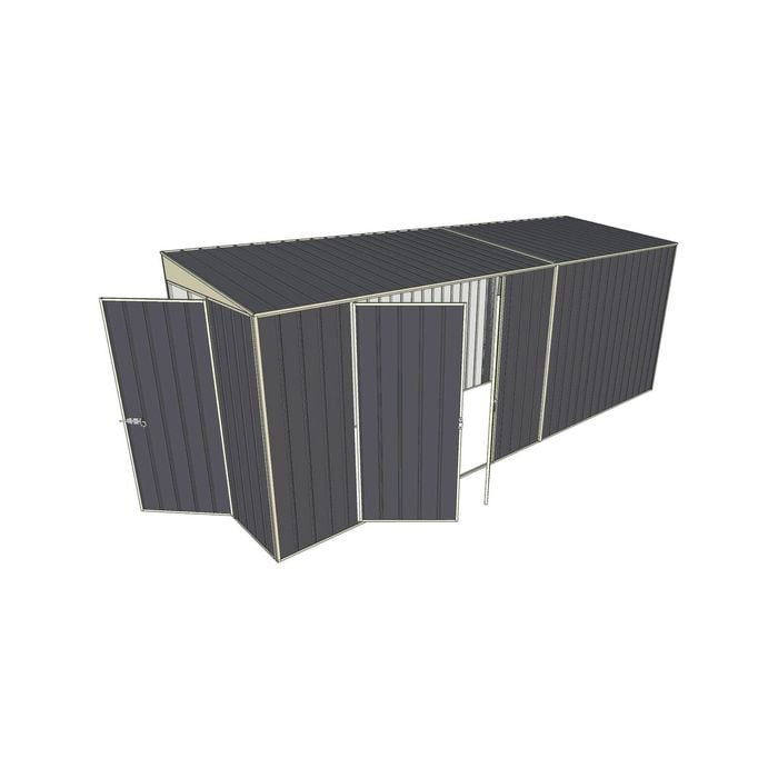 Build-a-Shed 1.5 x 5.2 x 2m Hinged Door Tunnel Shed with Double Hinged Side Door - Grey