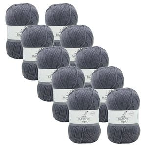 10x Malli Footy Grey Blend Basic 100g Knitting/crochet Yarn Acrylic/poly