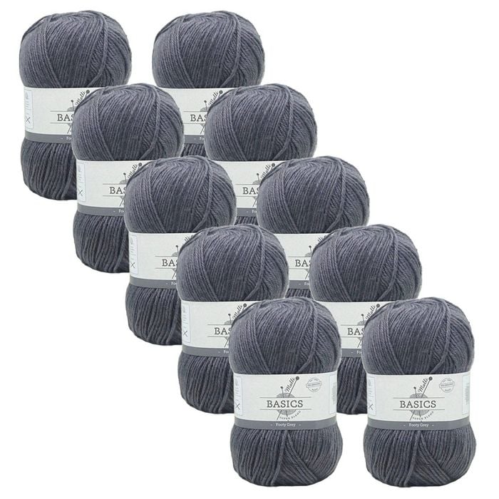 10x Malli Footy Grey Blend Basic 100g Knitting/crochet Yarn Acrylic/poly