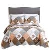 Checked Soft Bedspread Quilted Coverlet Patchwork Set Queen Size Bedding