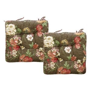 Lylac Homewares Petal Delights Set of 2 Cotton Chair Pads Elsa Brown 40 x 40 cm